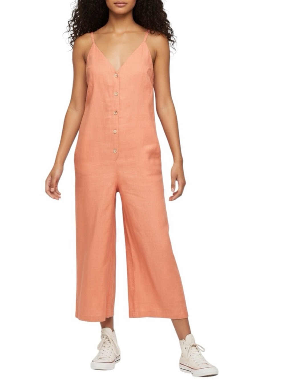 Wilfred linen cropped wide leg sleeveless button down romper XS good condition